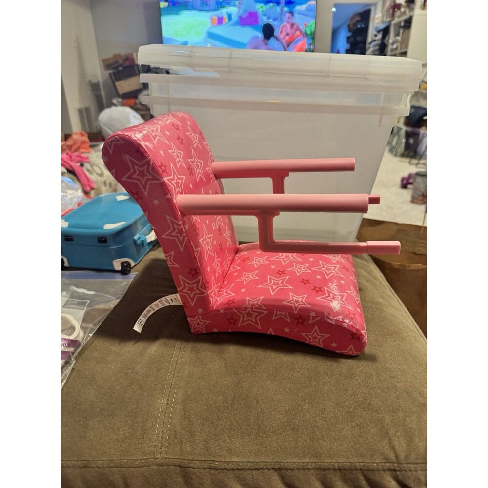 American Girl Bistro Cafe Treat Seat Slip On Doll Booster Chair Pink Stars 2015 - Picture 2 of 3
